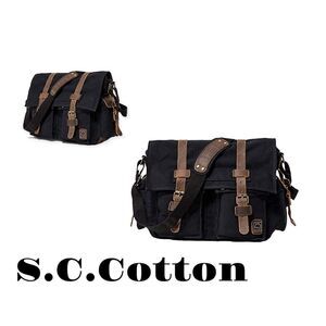 SC COTTON Messenger canvas leather backpack bag